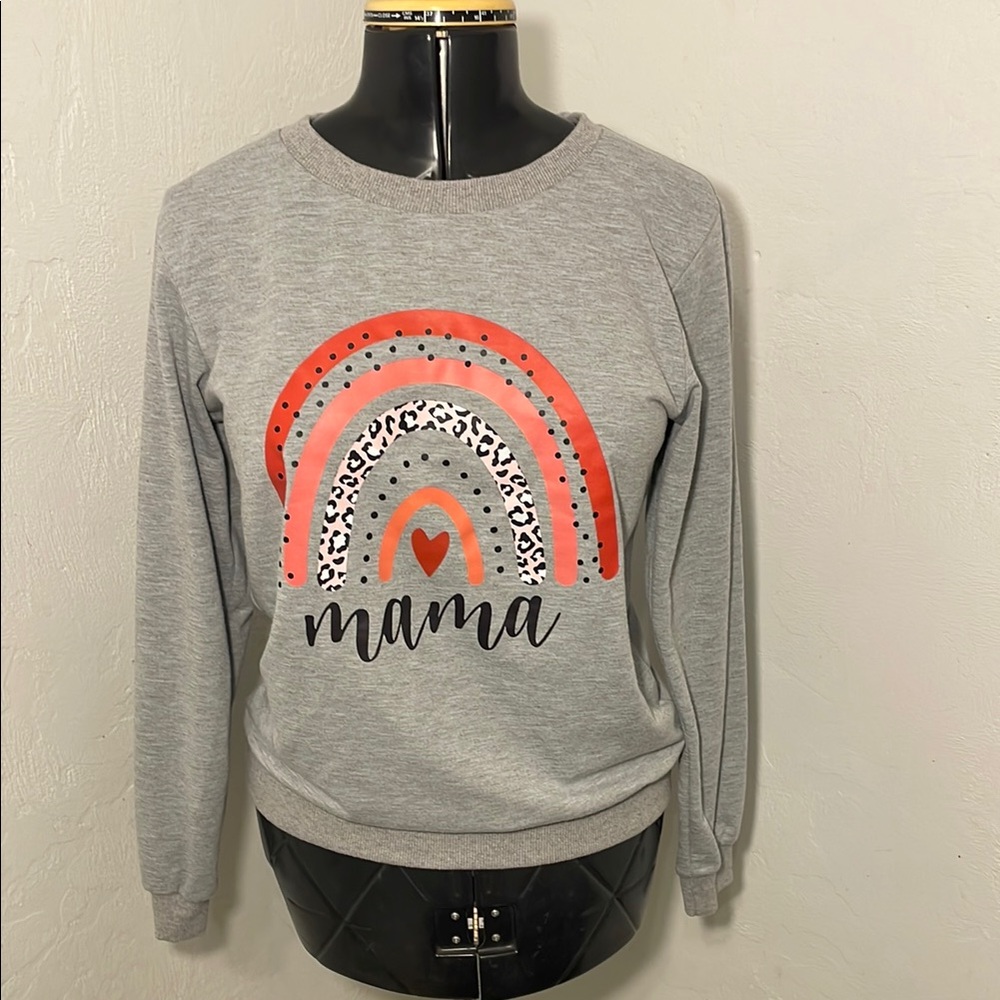 Gray 'Mama' Rainbow Sweatshirt